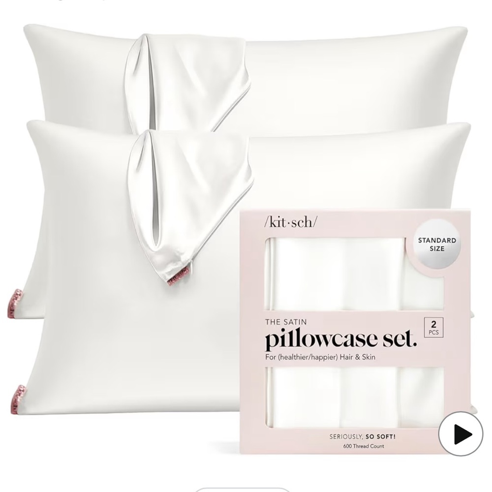 Kitsch Satin Pillowcase set in Ivory